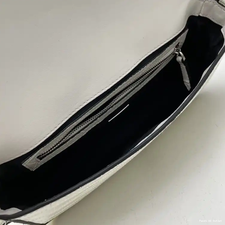 Affordable HOT In Fendi Crocodile Baguette Medium White Bag Leather 0610